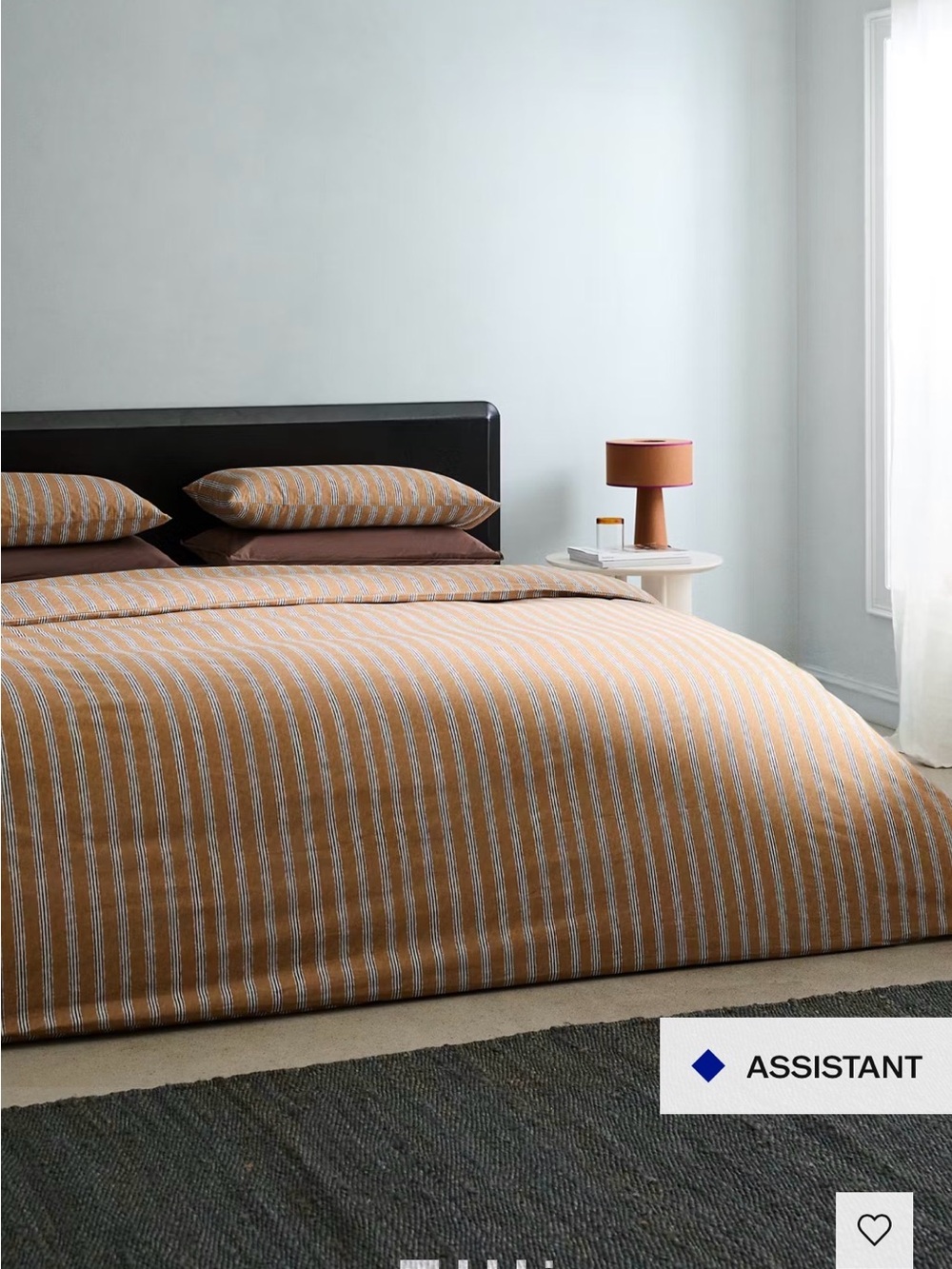 King Size Mango Striped Ochre and White Duvet Cover